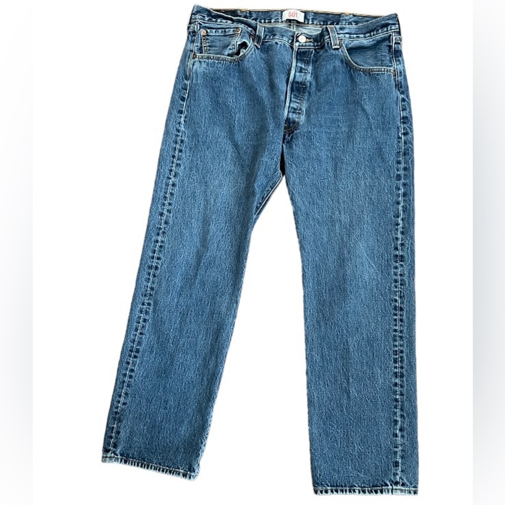 MENS LEVI STRAUSS 501 STRAIGHT LEG BUTTON FLY JEANS SIZE 40W X 32L - Picture 1 of 5